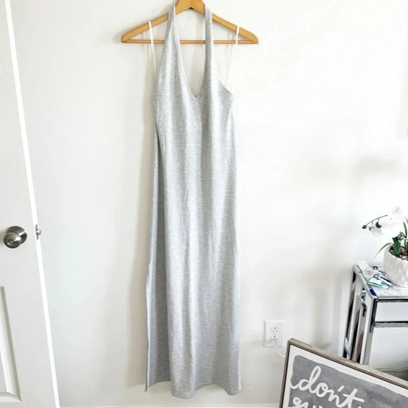 Anthropologie Saturday Sunday gray stretchy pullover Halter Maxi Dress sz small - Picture 2 of 8